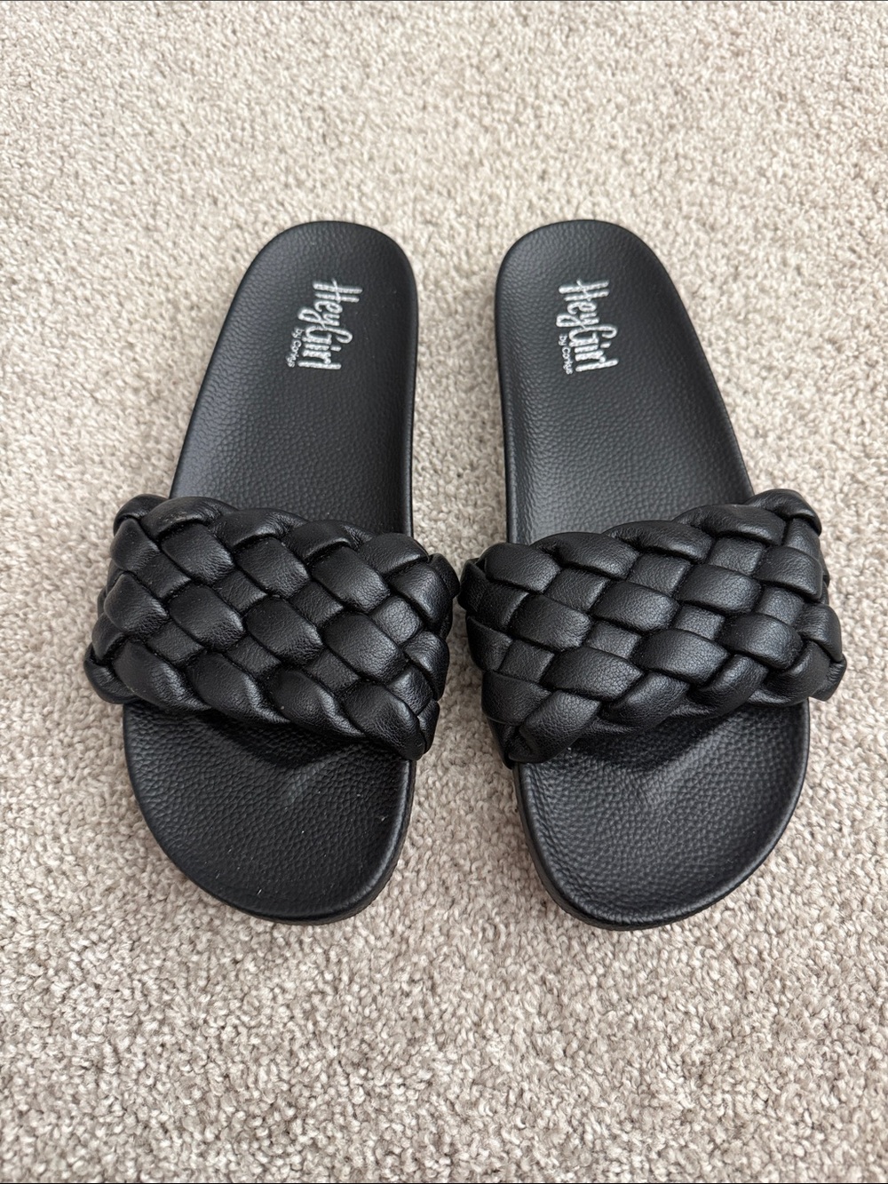 Hey Girl Braided Slide Sandals - Black